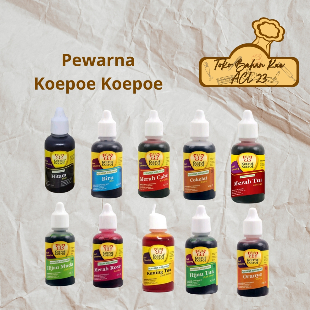 

Pewarna Makanan Koepoe Koepoe / Kupu Kupu Aneka Warna 30ml