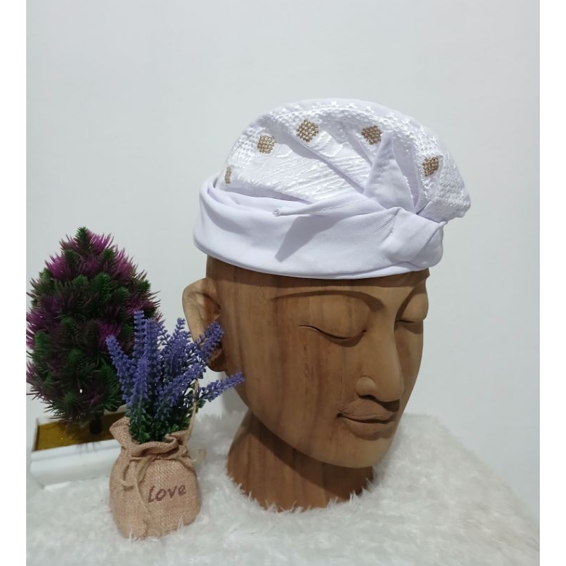 Udeng bordir dewasa/Udeng jadi dewasa/Udeng putih bordir