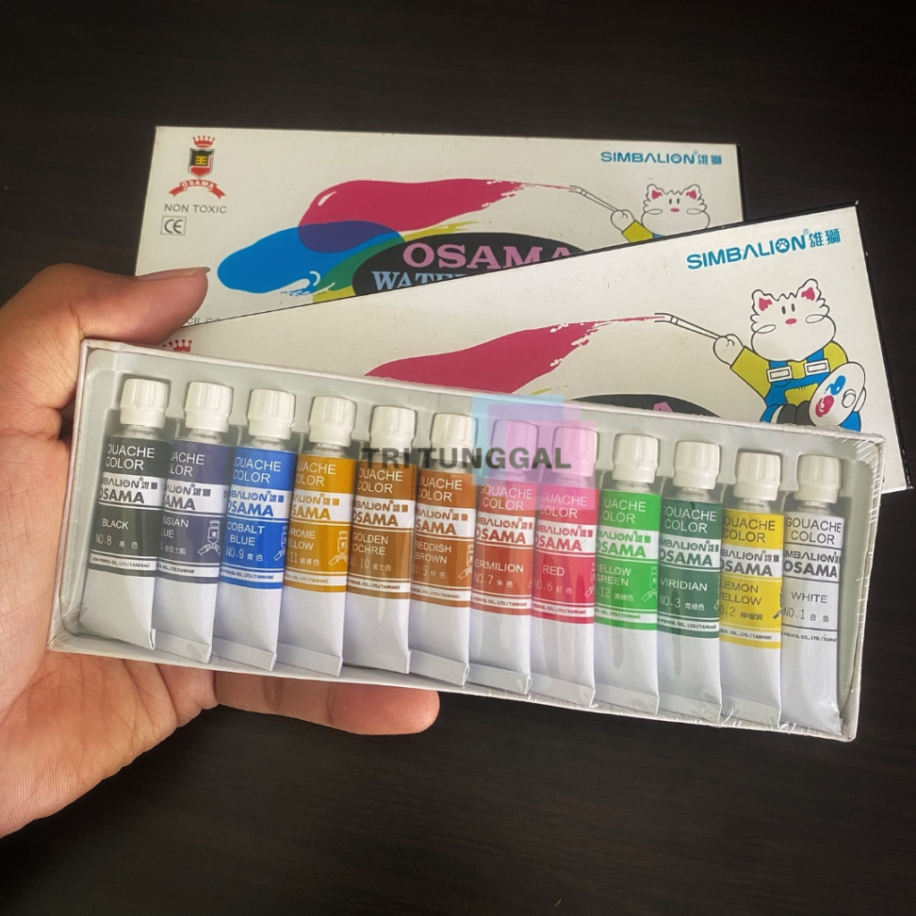 

OSAMA Watercolor Isi 12 Cat Air Lukis Waterbase Jual Perlengkapan Melukis Mewarnai Colour Color Peralatan Sekolah Drawing Menggambar Coloring Kesenian Prakarya Jual School Original Seni Pewarna Kertas Tools Stuff Asli Art Murah Termurah Toko Tri Tunggal