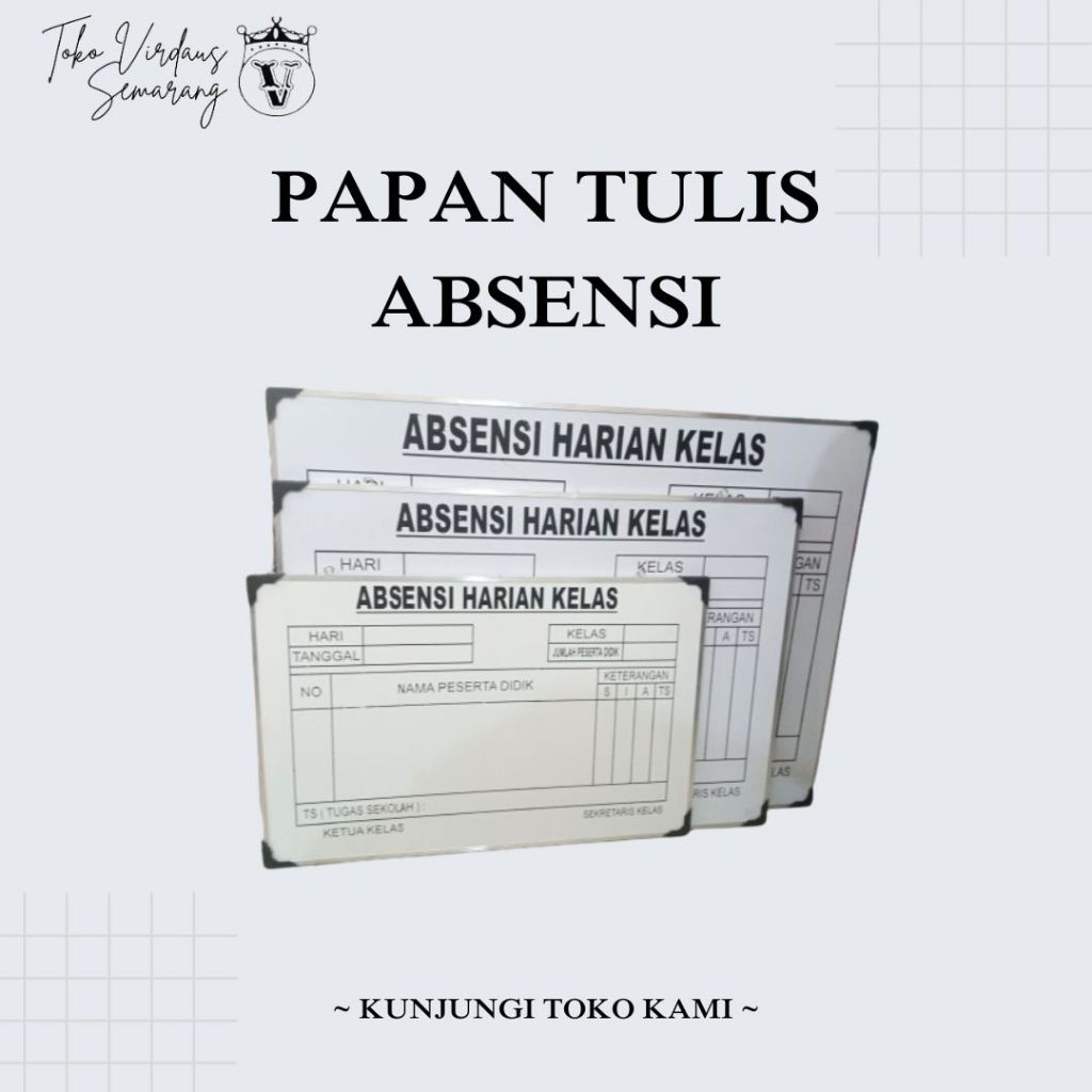 Papan Tulis Absensi Harian Kelas Sekolah| Berbagai Ukuran