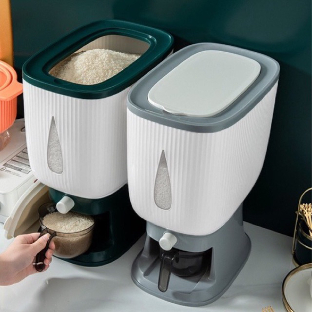 DISPENSER BERAS OTOMATIS Dispenser Beras New Modern Tempat Wadah Penyimpanan Beras Otomatis Anti Ham