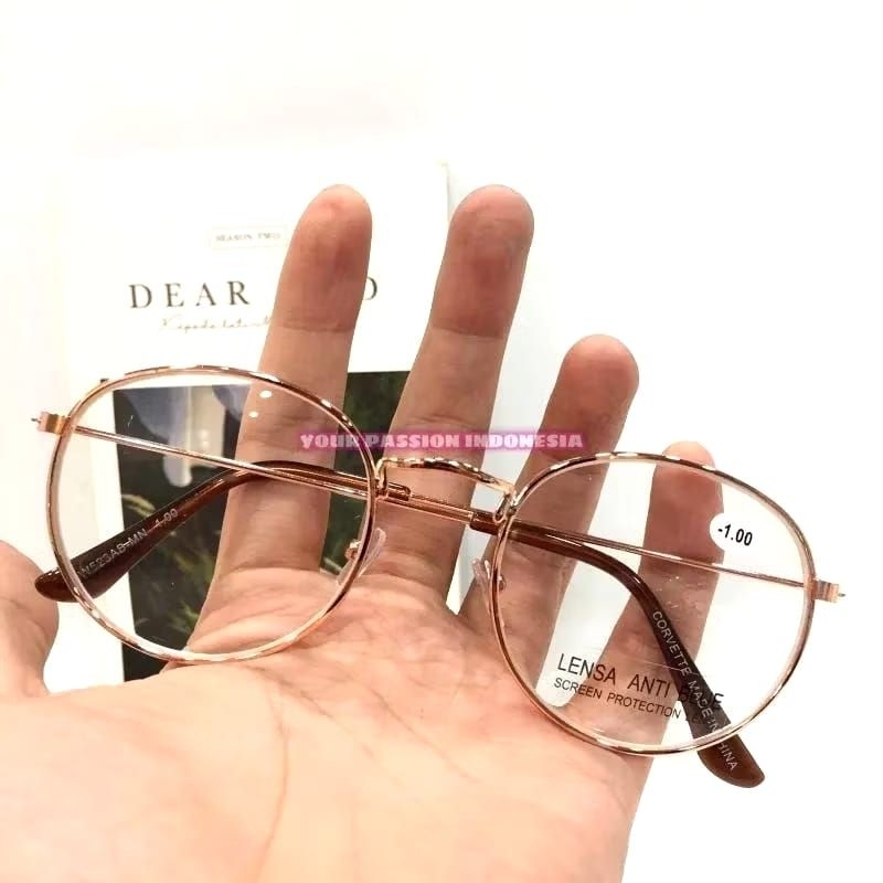 Kacamata Minus Antiradiasi Model Oval Terbaru Warna Gold DW523B-MN