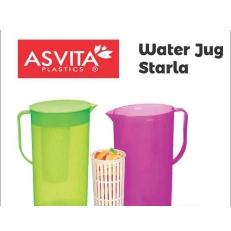 Starla Water Jug Oval 2.15 Ltr + Saringan ASVITA /Eskan Teko Air Pitcher Plastik