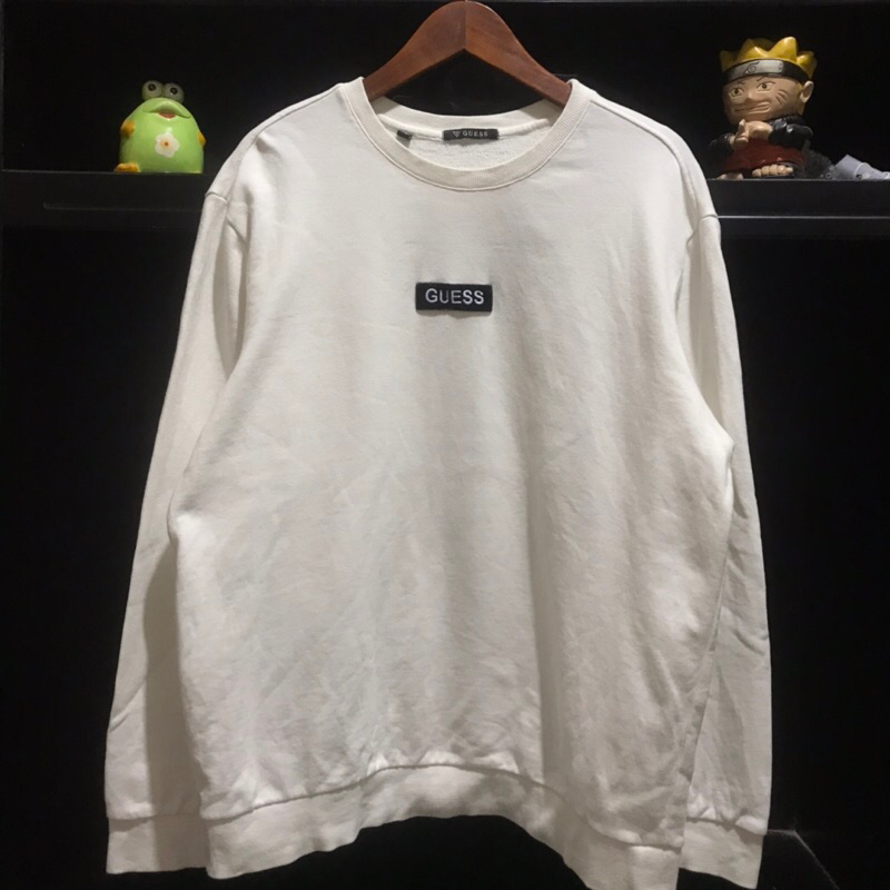 sweatshirt crewneck guess box logo putih 2nd