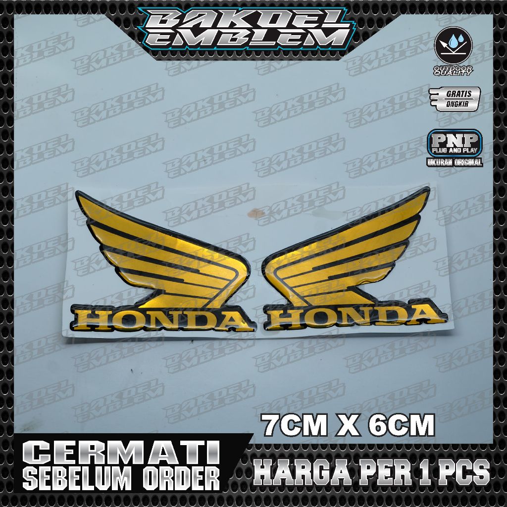 emblem sayap honda / emblem garuda honda / emblem sayap honda gold / emblem timbul sayap honda warna