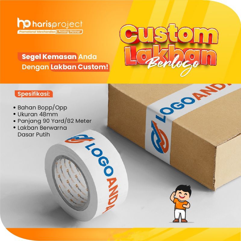 Lakban Custom Berlogo 48mm Putih 1 Warna