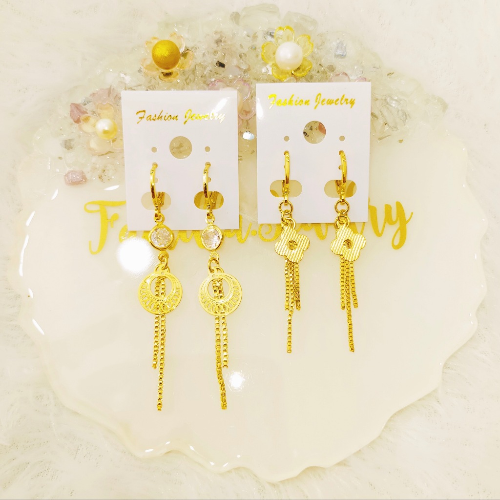 ANTING BUNGA BERLAPIS EMAS MURNI ASLI 99% PERMUKAAN PERHIASAN LEBIH AWET & TAHAN LAMA PEMAKAIAN HARI