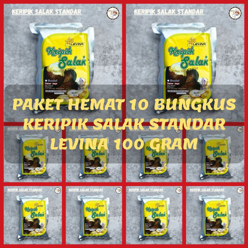 

[PAKET HEMAT] 10 BUNGKUS CAMILAN KERIPIK BUAH OVEN SALAK STANDAR LEVINA 100 GRAM OLEH-OLEH BATU MALANG