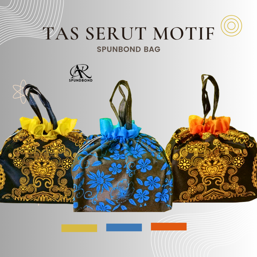 (1 Lusin 12PCS) Tas Hajatan Spunbond Serut Motif | Tas Spunbond Serut 22 Motif | Goodiebag Tas Hajat
