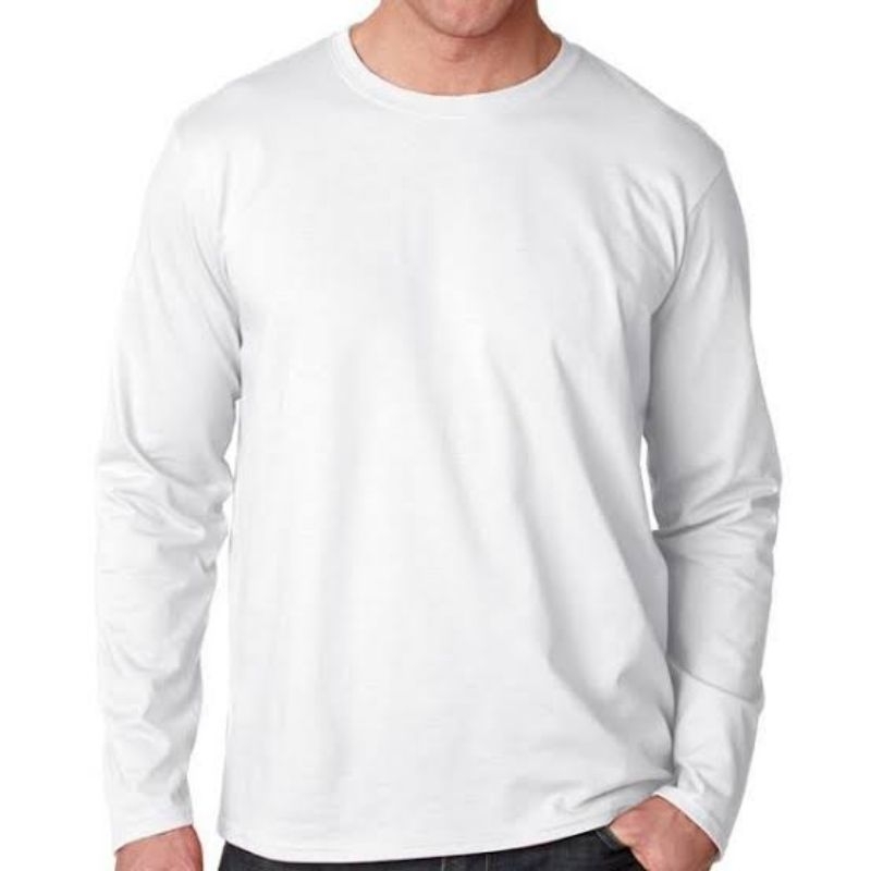 KAOS PANJANG PUTIH POLOS / KAOS PANJANG PUTIH PRIA / KAOS PANJANG PUTIH / KAOS UNTUK TEST POLISI / K