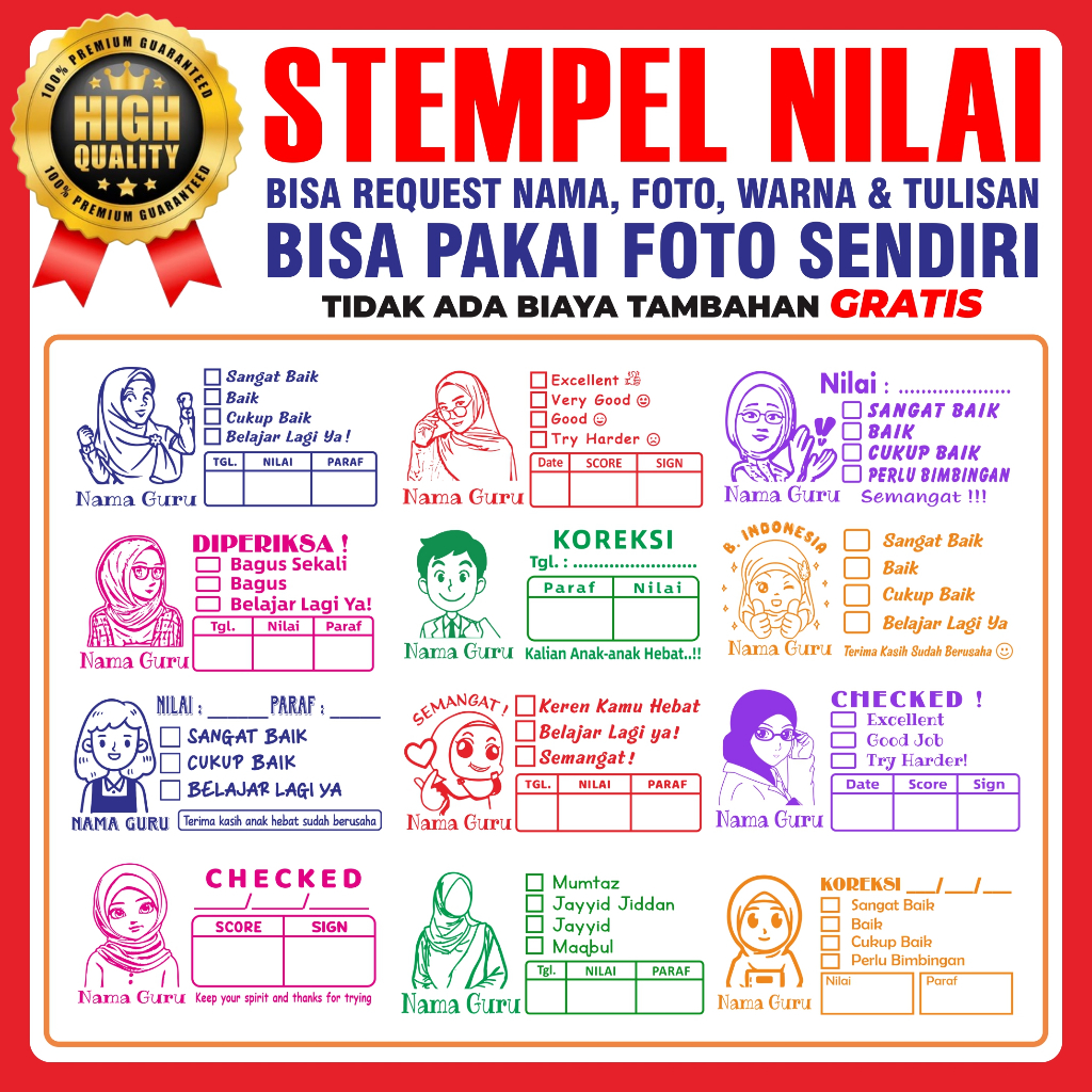 

Stempel Nilai Guru / Penilaian / Koreksi / Checked / Reward