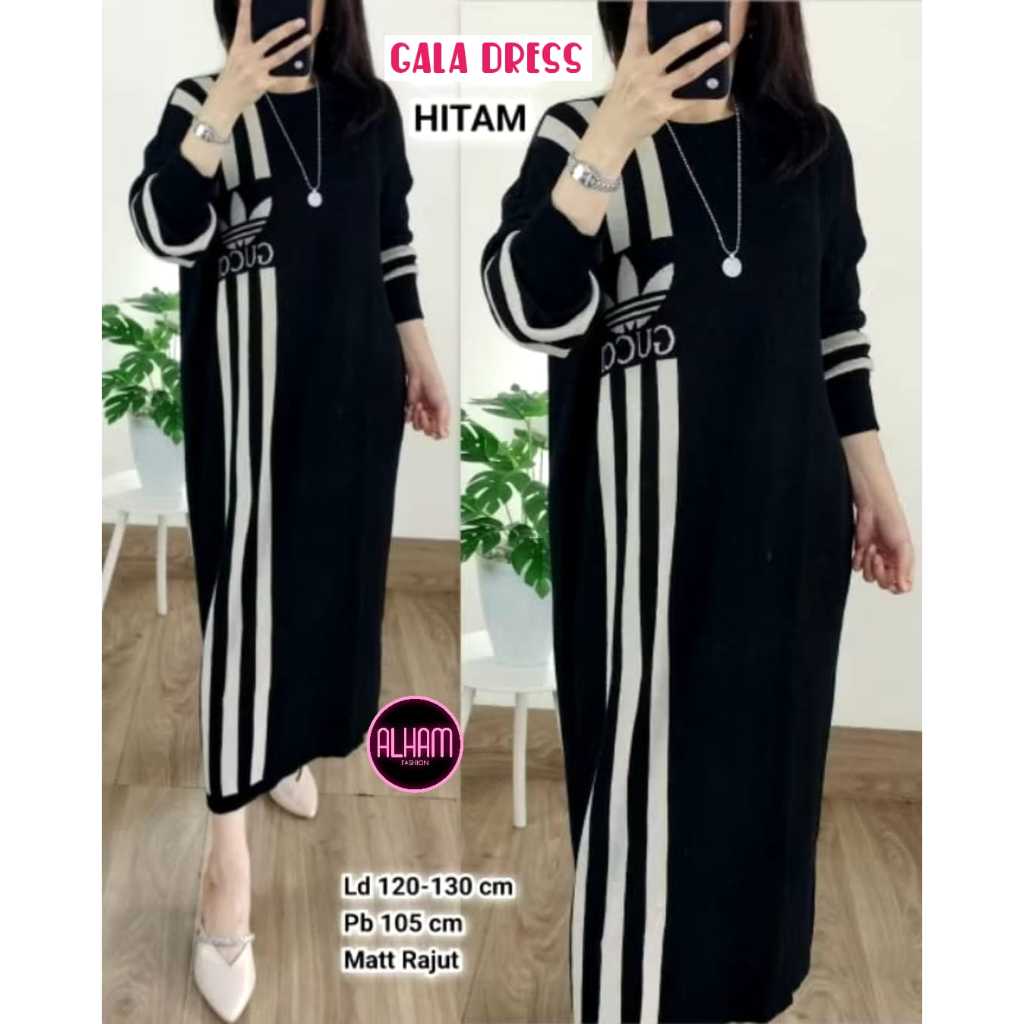 Gala Dress Alham Tunik Rajut Wanita Jumbo LD 120 130 XXXXXL Cewe Korean Style Terbaru