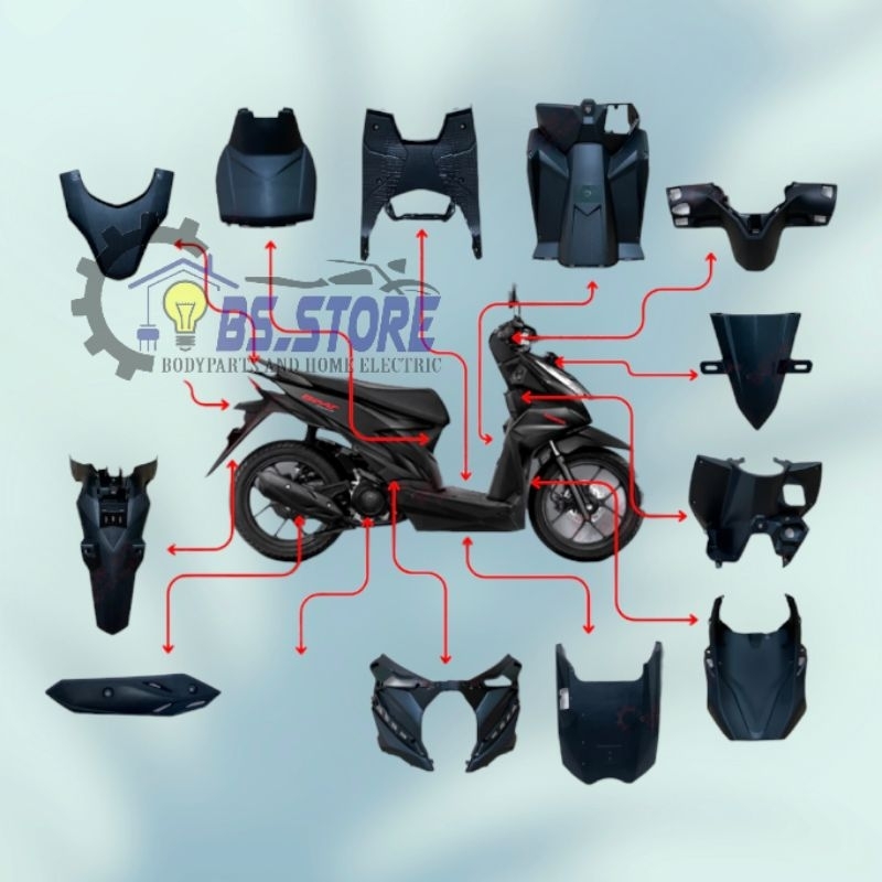 FULLSET BODI BODY KASAR HONDA BEAT DELUXE LED K1A 2020 2021 2022 2023 | PAKET FULL BODY KASAR BEAT L