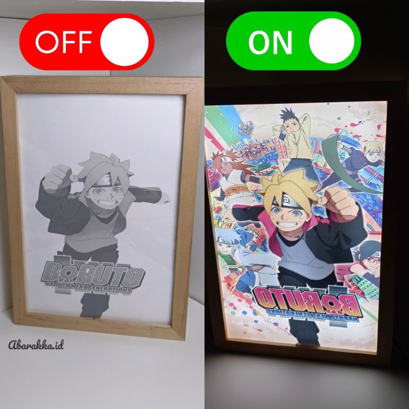 3D Anime box  Frame Pigura Kayu 3D BORUTO