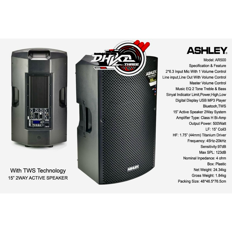 SPEAKER AKTIF ASHLEY AR 500 / SPEAKER ASHLEY AKTIF AR500 / speaker aktif ashley ar 500