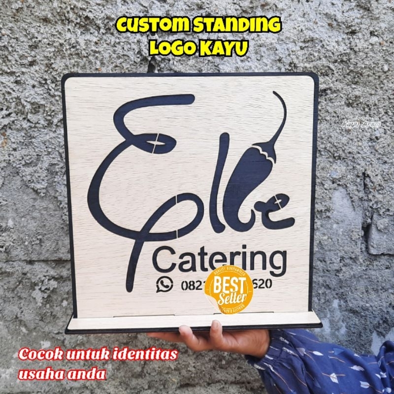 

Custom Logo Kayu Model STANDING BERDIRI / Papan Sign Nama Cafe Resto Ukuran 30cm