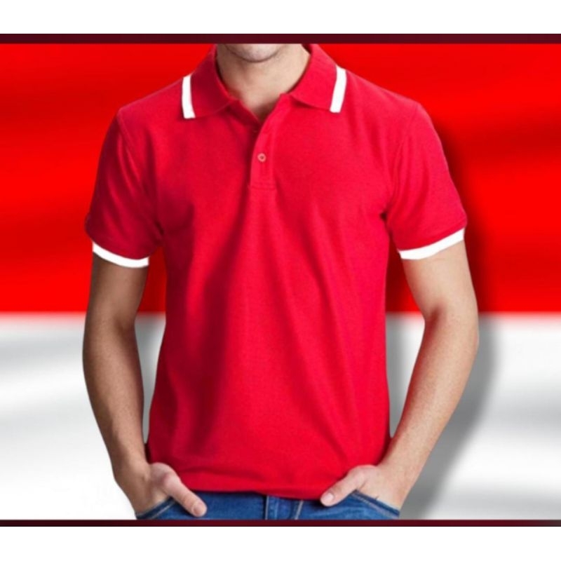KAOS POLO MERAH PUTIH - POLO SHIRT MERAH PUTIH - KAOS KERAH 17 AGUSTUS