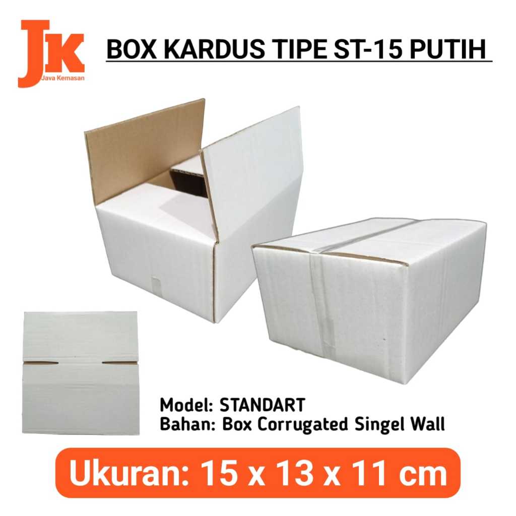 

KARDUS ST-15 PUTIH KOTAK BOX KARTON CORRUGATED STANDART PUTIH KECIL POLOS TEBAL PACKING BAJU PAKET ACSESORIS SOUVENIR