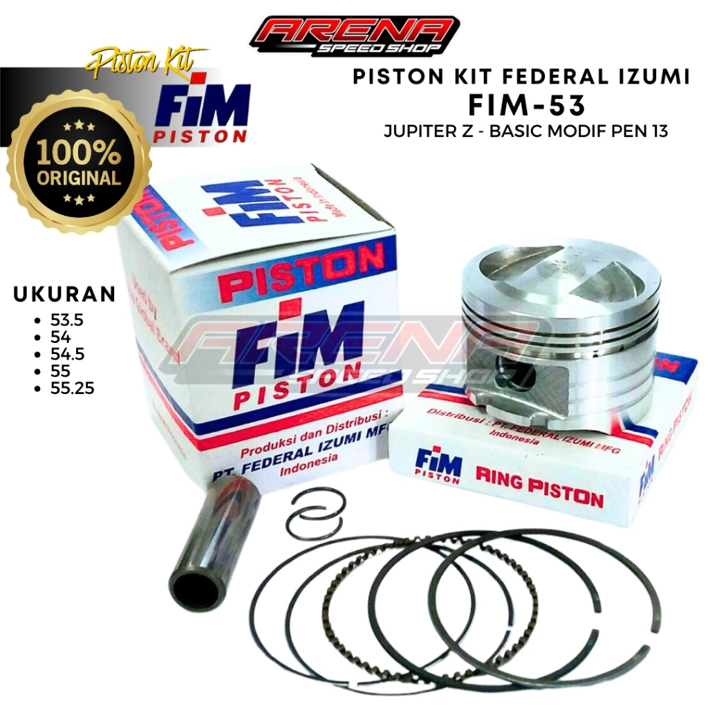 FIM Piston Kit FIM-53 Pin 13 - Seher Piston Bore Up Jupiter Z Vega STD 53.5 54 54.5 55 55.25 Pen 13