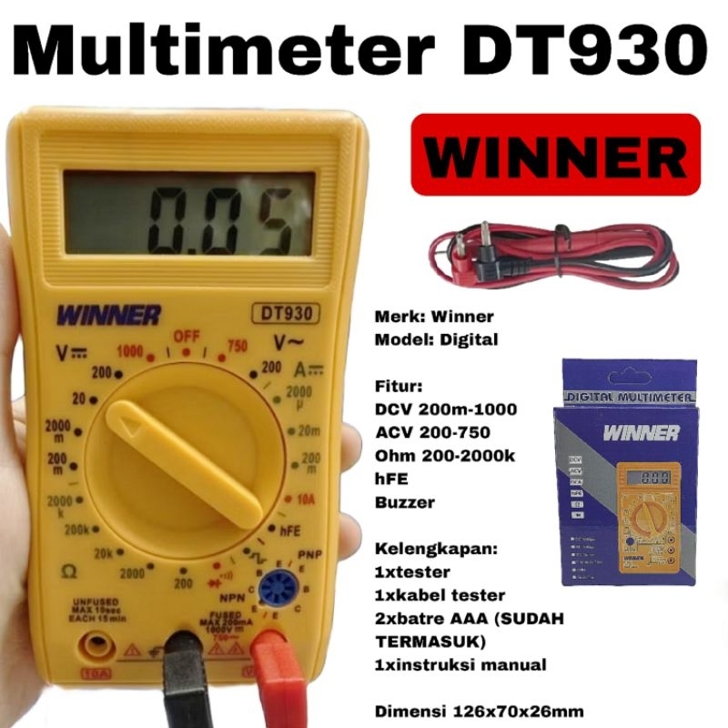 Multimeter Digital Winner DT930 Tester Avometer