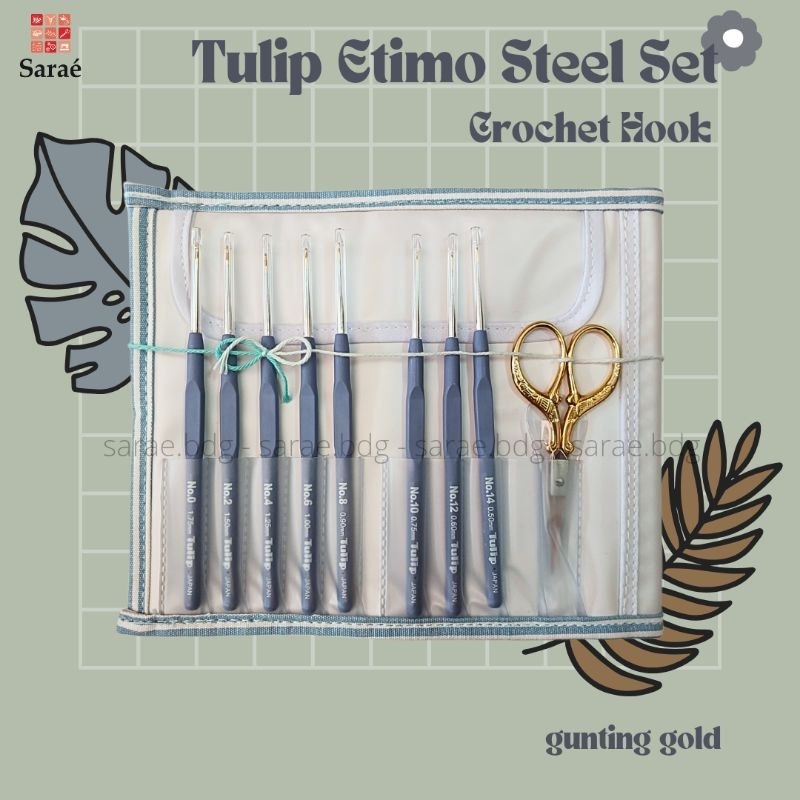 Tulip Etimo Steel Crochet Hook Set (Premium Gold) - Hakpen/Jarum Rajut