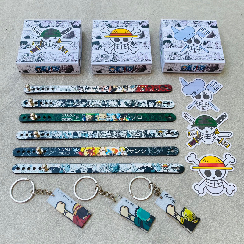 ONE PIECE gelang kulit karakter anime luffy zoro sanji kado ultah anniversary