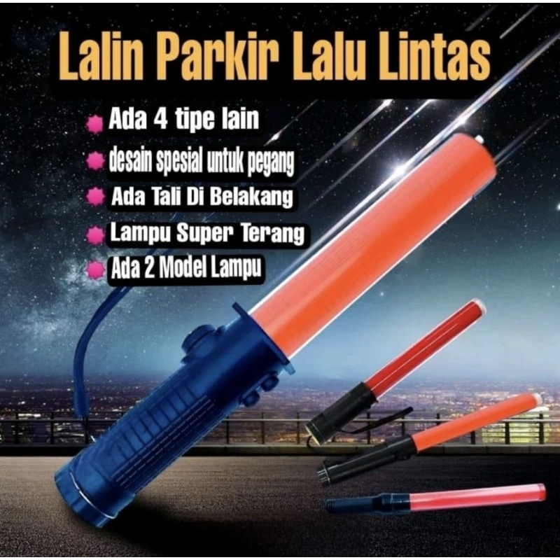 Senter Parkir Emergency Tongkat Lampu Lalin Stik Tukang 41cm Super Terang Nyala