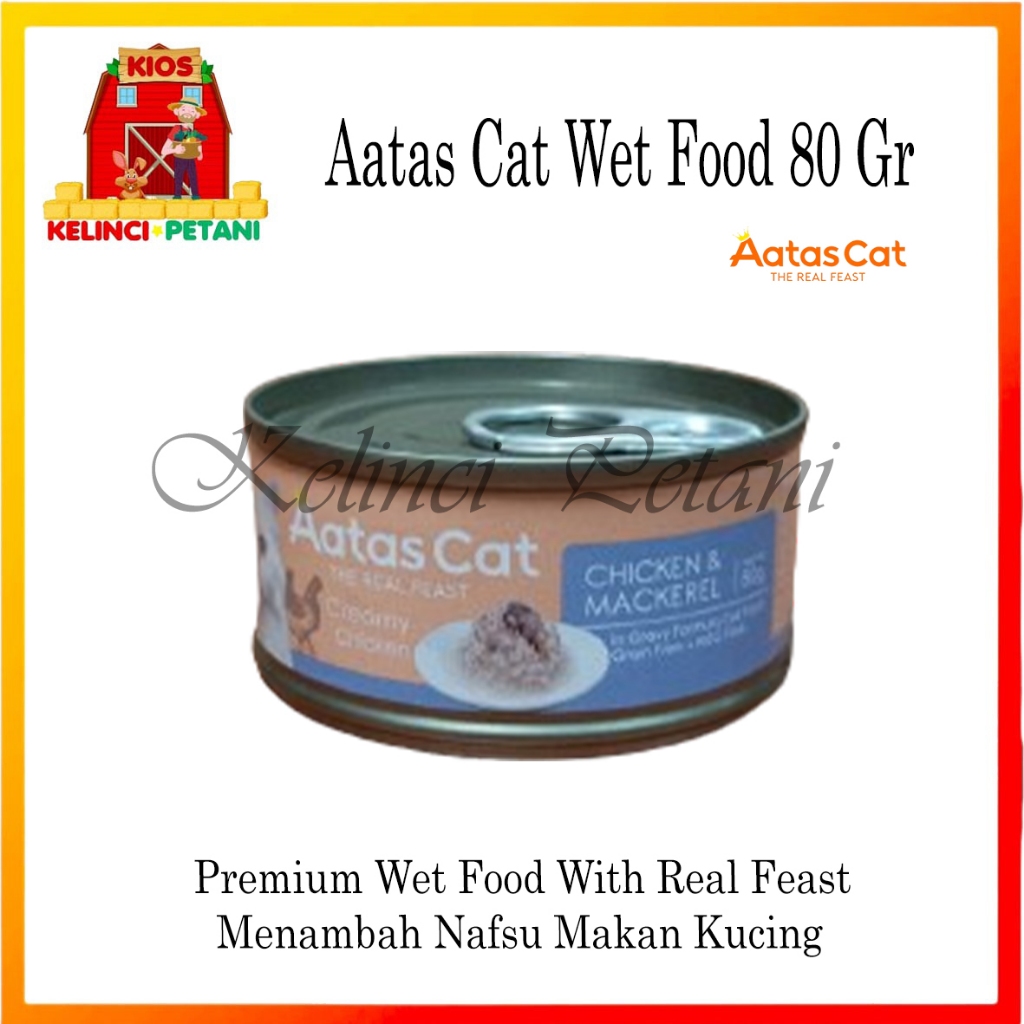 MAKANAN BASAH KUCING HALAL PREMIUM AATAS CAT REAL FEAST 80 GR