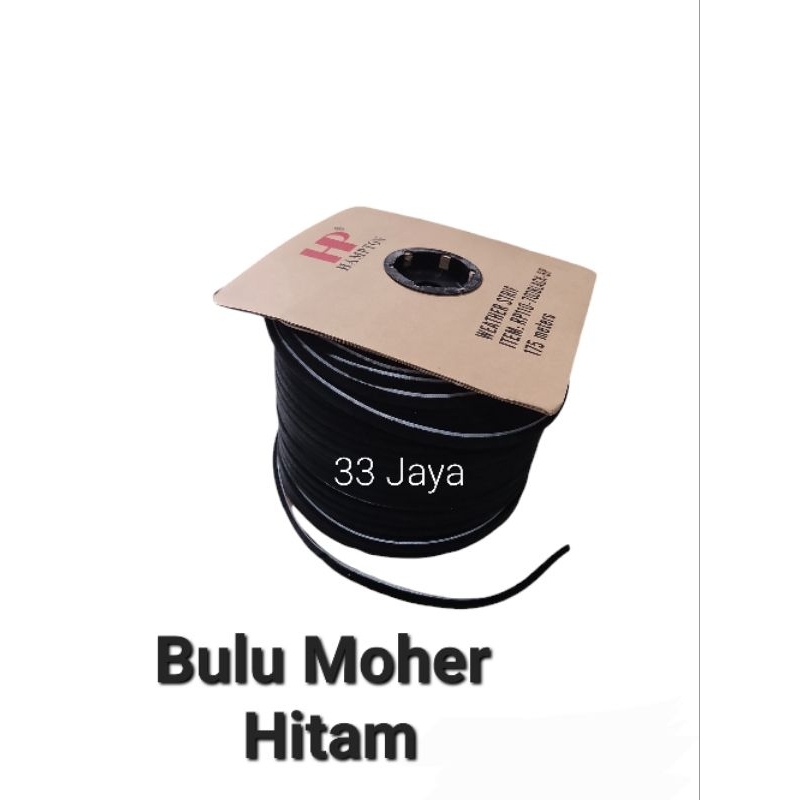 [1 Roll] Bulu Moher HITAM Pintu Jendela Peredam Lebar 11 mm  1 roll 175 meter Tanpa LEM