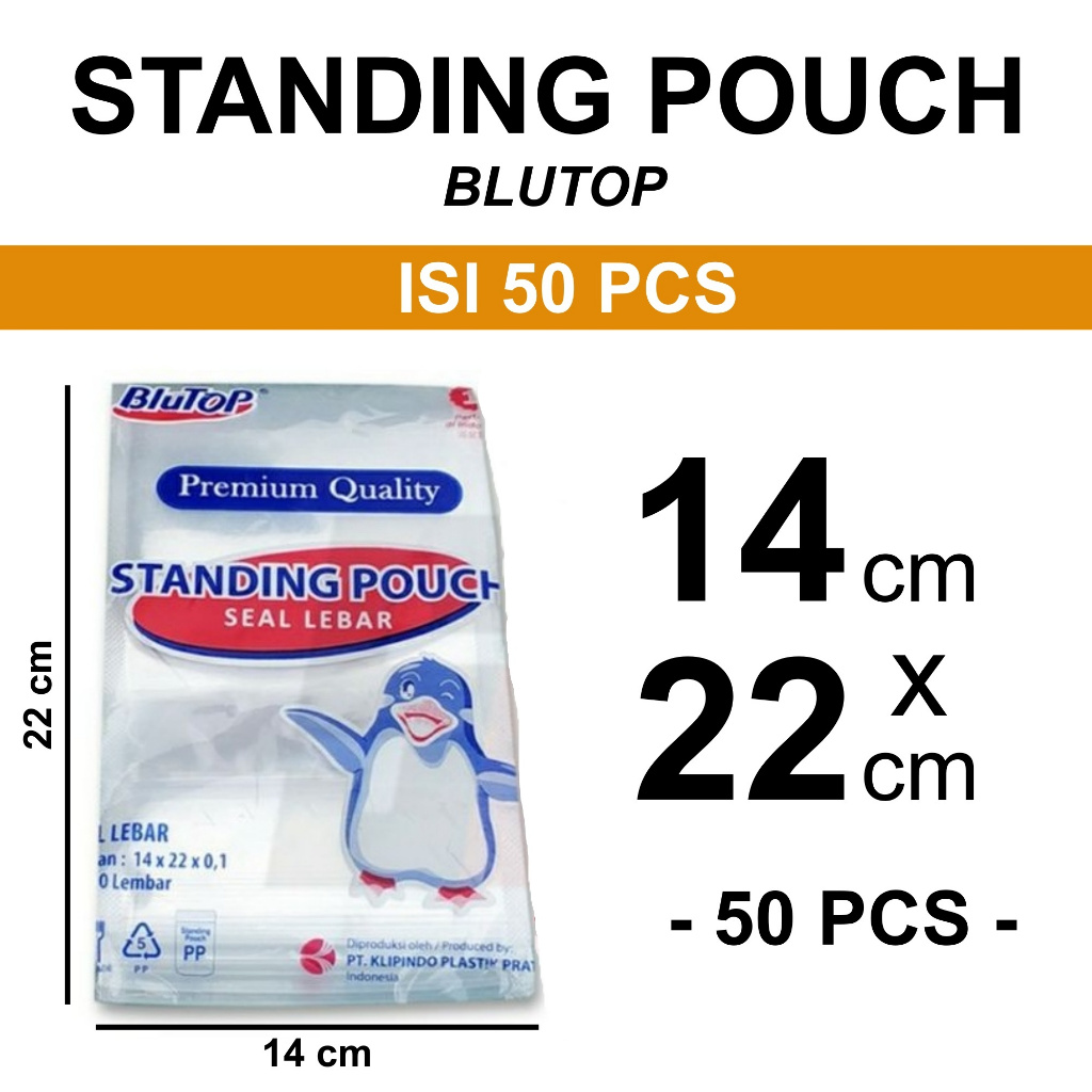 aiGooTan - (ISI 50) STANDING POUCH 14x22 CM BLUTOP - Plastik STP Ziplock Zip Berdiri Zipper Medan