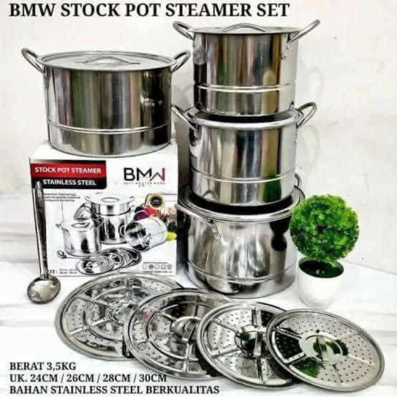 Panci steamer stock pot / panci kukus 4 set / panci dandang set