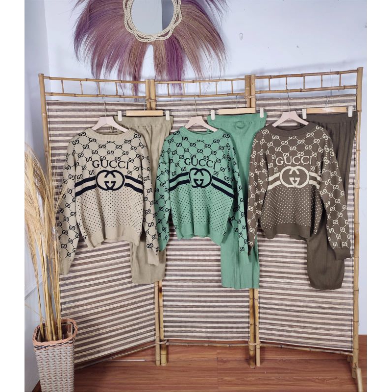 oneset rajut/setelan knit/setelan wanita/setelan premium/setelan jumbo