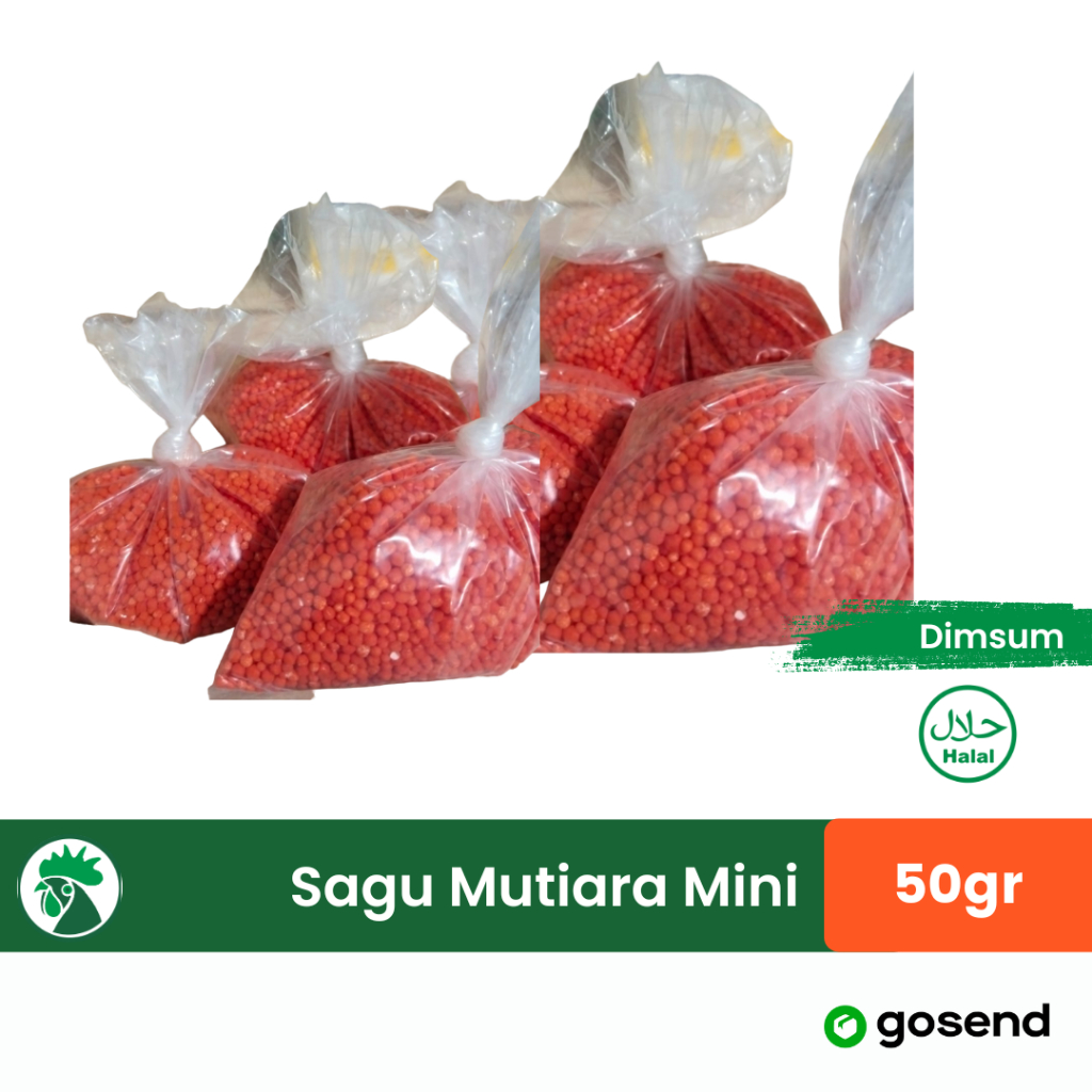 

Sagu Mutiara Kecil Mata Ikan Warna Merah Untuk topping Dimsum 50gr