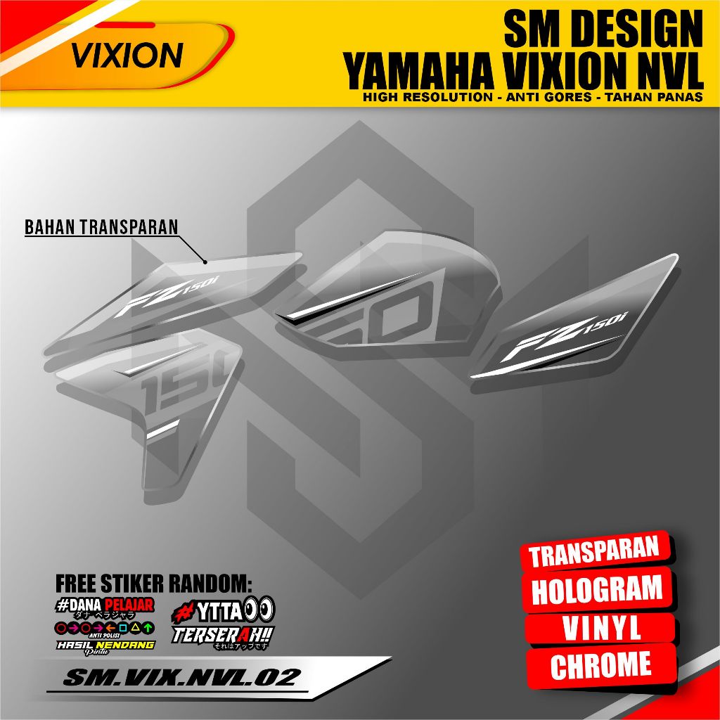 Striping Vixion NVL Transparan fz150 malaysia simpel minimalis Transparan