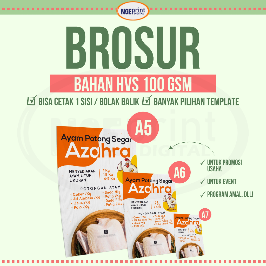 

Cetak Brosur 1 Sisi dan 2 Sisi Custom Ukuran A5, A6, dan A7 / Brosur Lipat Custom