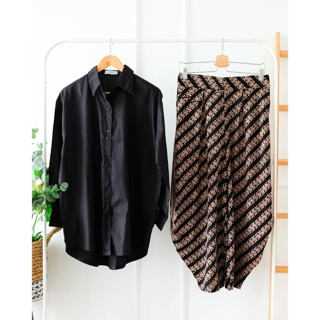 ONE SET KULOT JINNY JUMBO HITAM PARANG KLITIK ONE SET KEKANTOR ONSET KONDANGAN