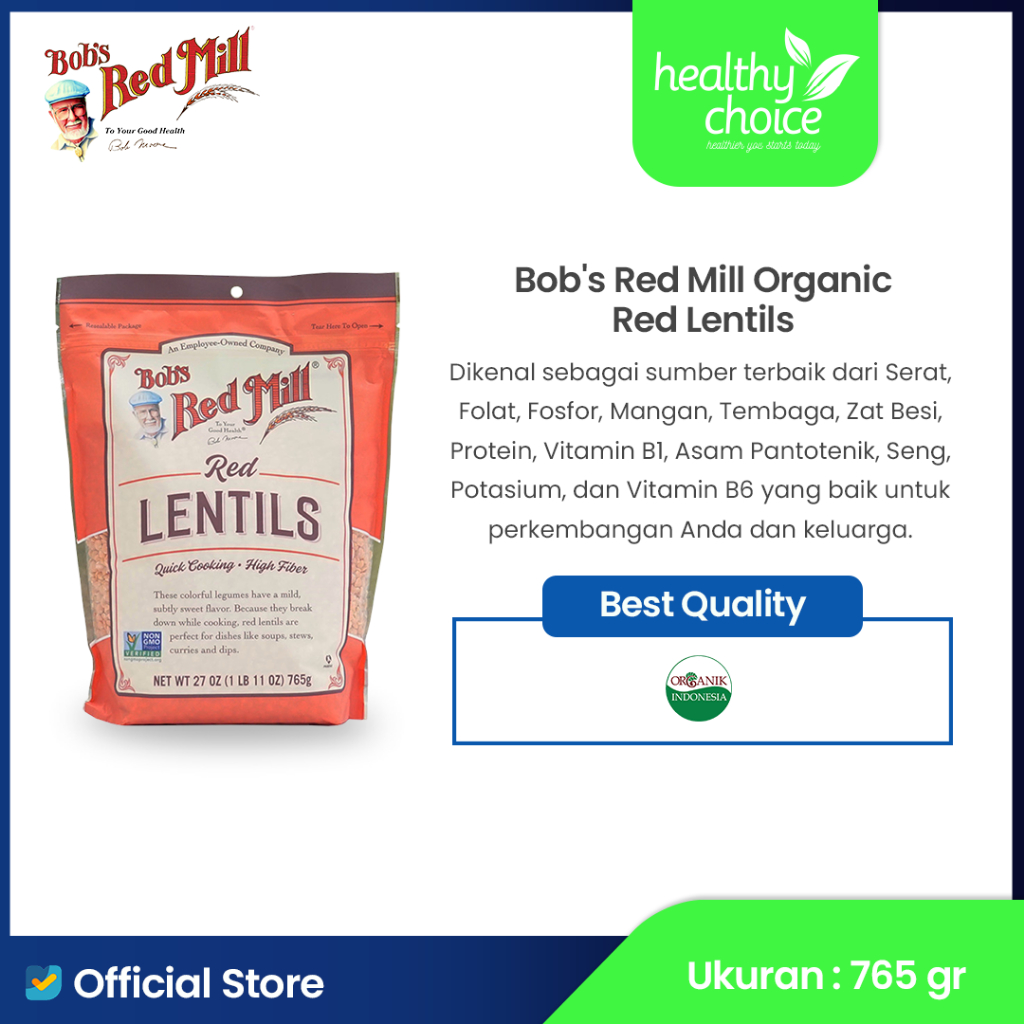 

Bob's Red Mill Red Lentils 765 gr