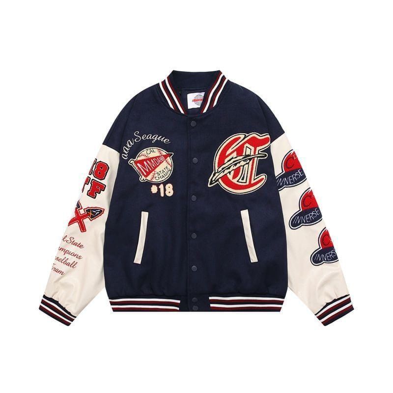 Jaket vintage varsity baseball calegue unisex wanita dan pria korean and japan style terbaru