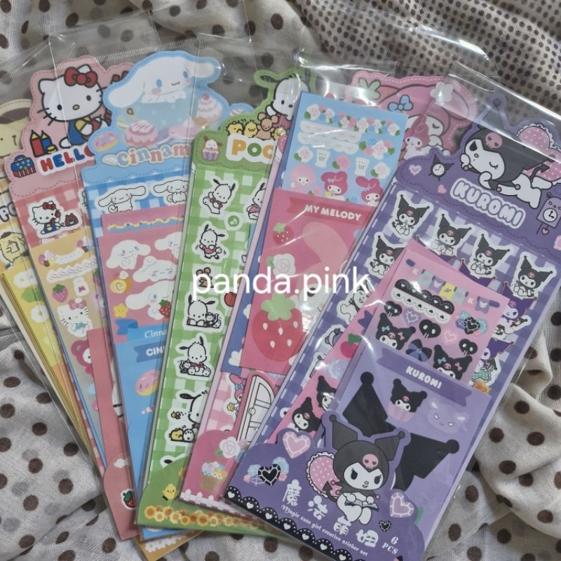 

Sticker sanrio isi 6 kuromi , my melody , pochacco , cinnamoroll , pompurin , h.k