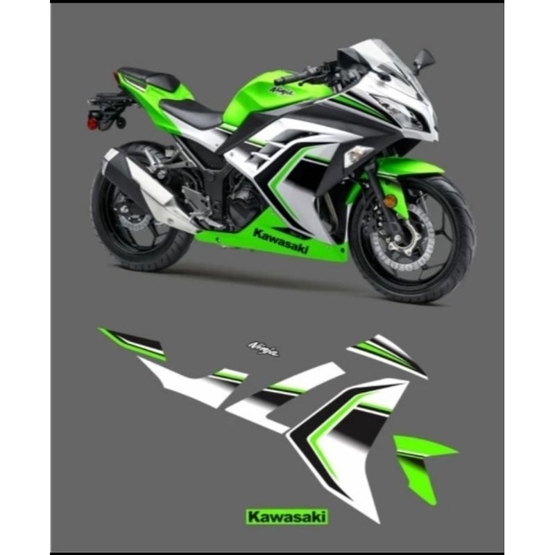 Stiker Striping Ninja 250 fi se List Hijau putih / Bahan hologram lasercrom