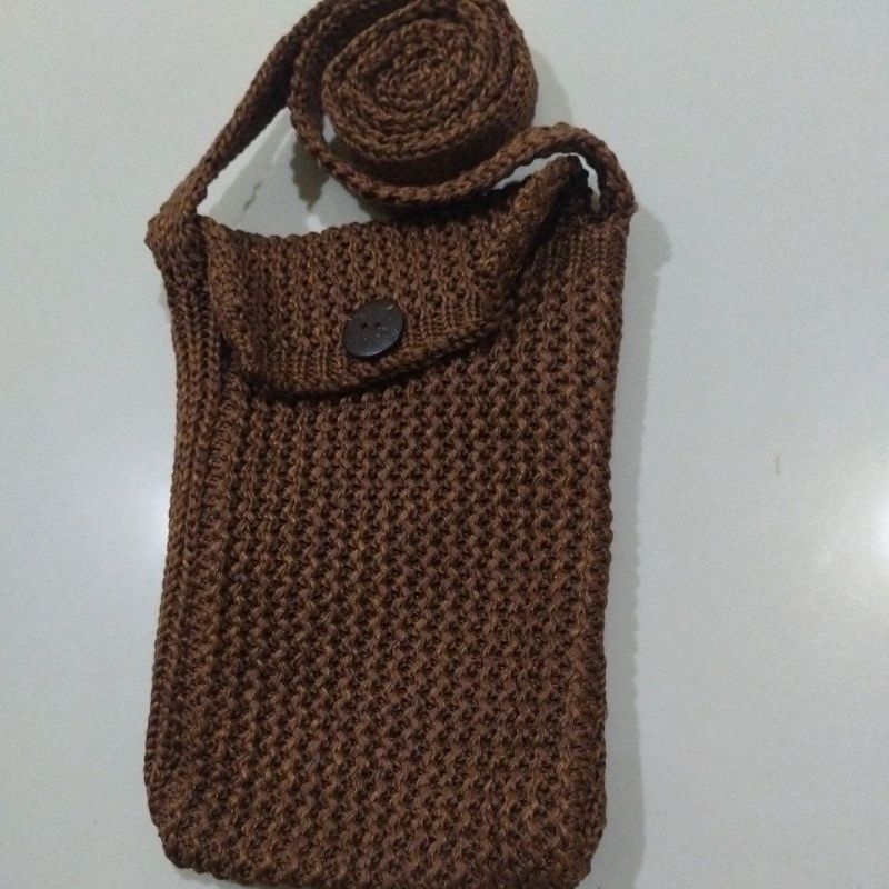 Tas Rajut selempang HP polos /tas rajut /Slingbag