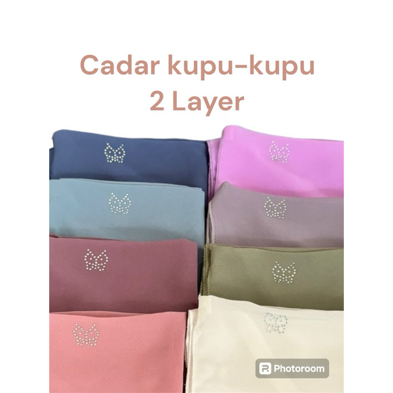 cadar permata kupu kupu niqab tali 2 layer mutiara butterfly cadar payet