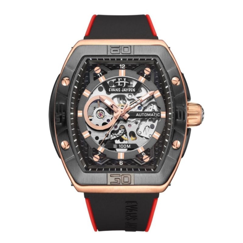Jam Tangan Pria Mesin Otomatis Evand Jayden 9563 Tali Karet- Jam Tangan Original Mesin Otomatis Stra