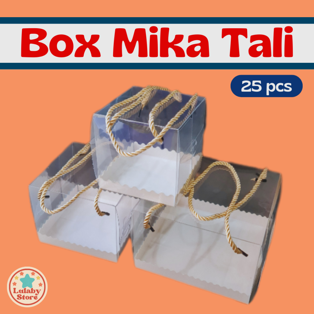 (25pcs)Box Mika Kotak, Kotak Kue Transparan, Kotak Kue Bening, Mika Kotak Kue Cantik (25 PCS)