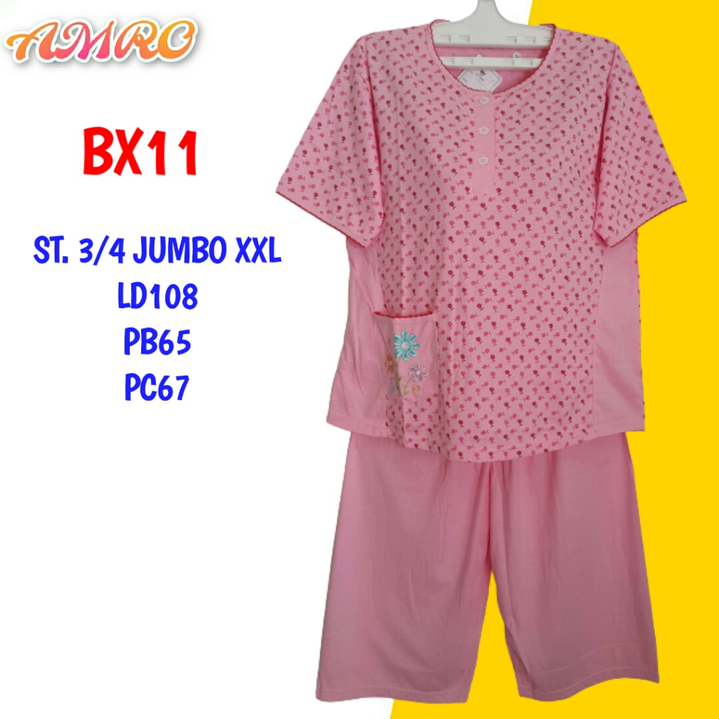 Baju Tidur Jumbo XXL 3/4 Amro Putih