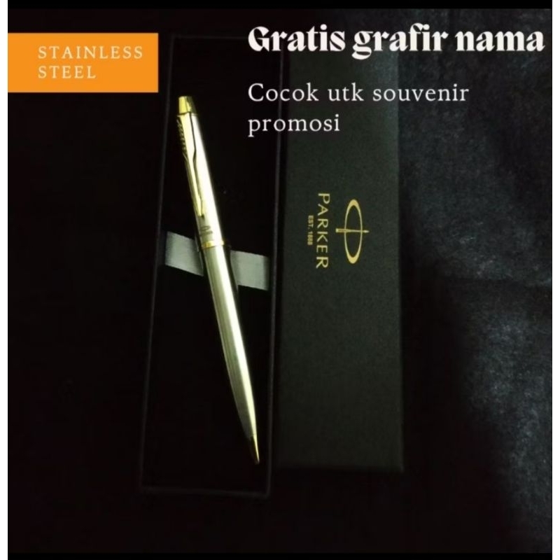 

Bulpoint Sonet Parker Stainless Two Color Black & Gold Free Grafir Nama/Logo
