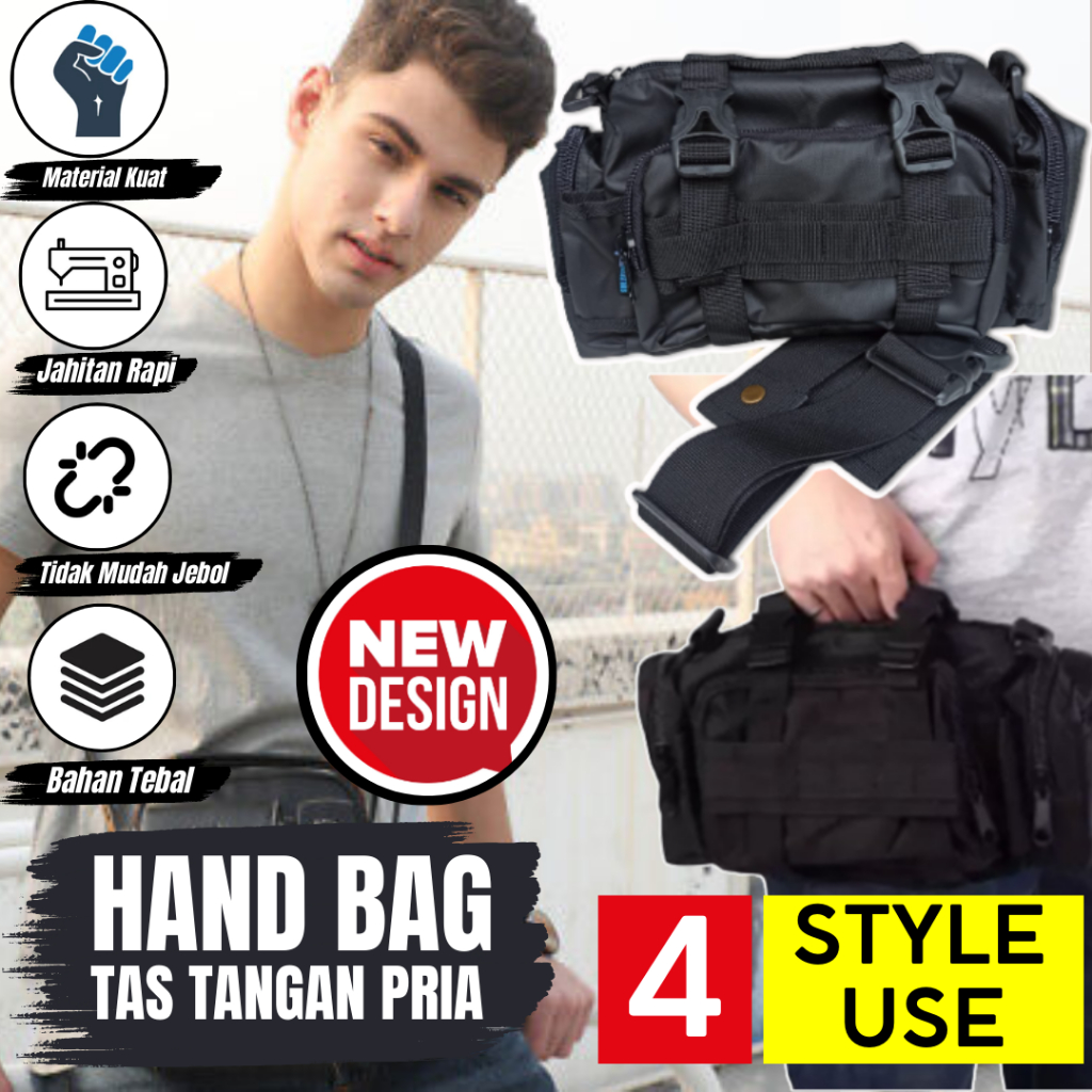 Mini travel bag for men Tas Pria Multifungsi 4 Model Use Style Tactical Waist Bag Jinjing Slempang P