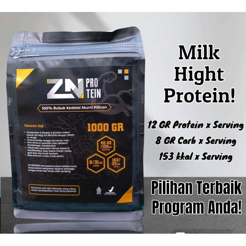 ZN PROTEIN WHEY SUSU KEDELAI BUBUK MURNI 1000 GR