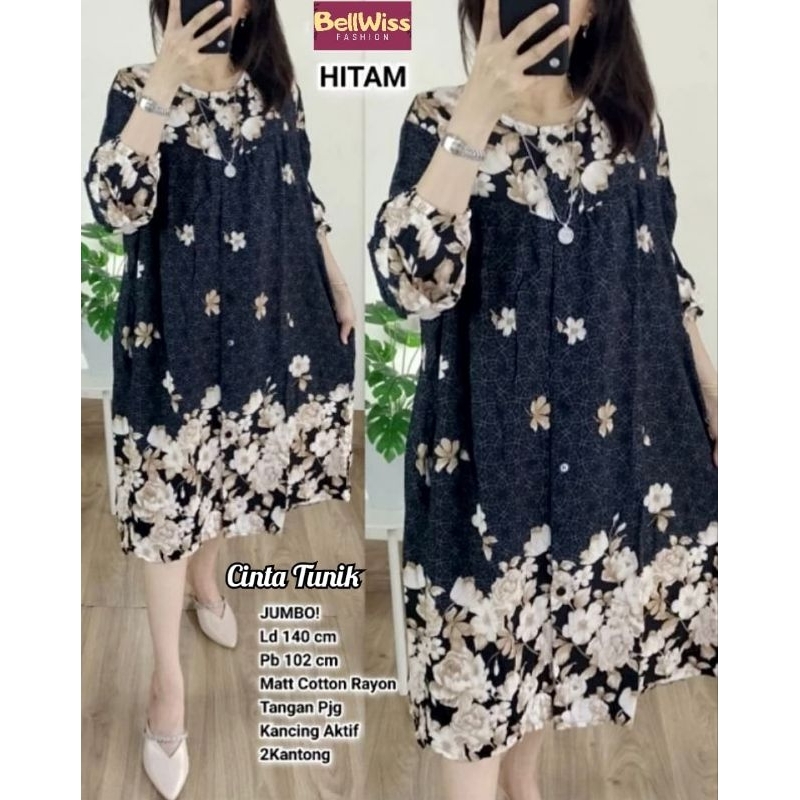 CINTA TUNIK BLOUSE TERUSAN MIDI TUNIK JUMBO MOTIF BUNGA
