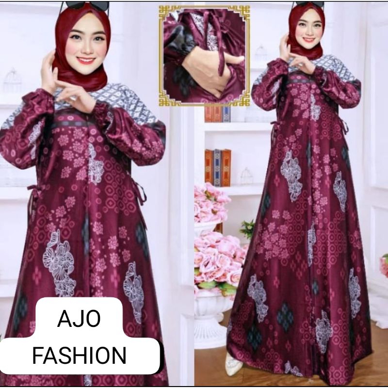 FREE HIJAB GAMIS MAXMARA SILK PREMIUM- MOTIF TERBARU-READY GAMIS JUMBO  6L(LD130)-GAMIS TERBARU VIRA